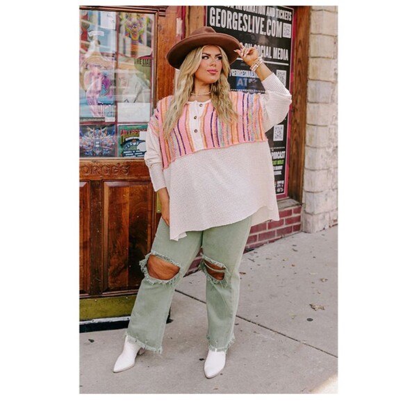 Boho Flow Knit Tunic Curves Sz Large, California, Western, Baggy, Oversize - Picture 1 of 8